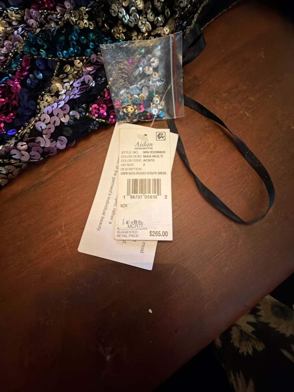 Aidan Aidan Mattox Crew Neck Beaded Sheath Dress Size 2 - Picture 3 of 3